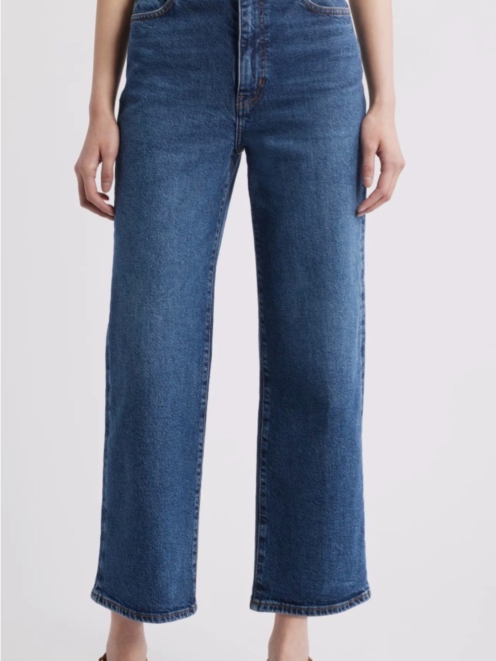 NWT Frame Wide-Leg Jeans in Deep Blue Denim - Cropped